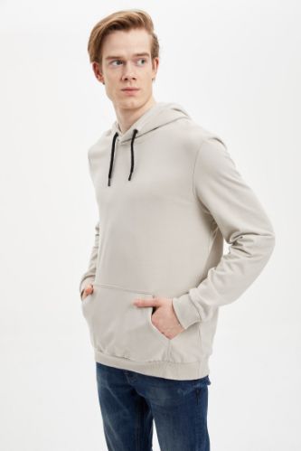 Kapüşonlu Slim Fit Basic Sweatshirt
