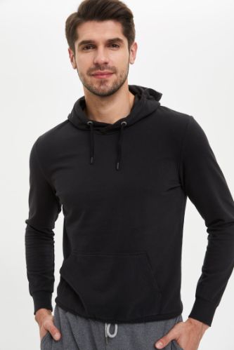 Kapüşonlu Slim Fit Basic Sweatshirt