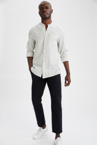 Regular Fit Keten Chino Pantolon