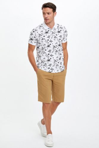 Regular Fit Keten Bermuda Şort