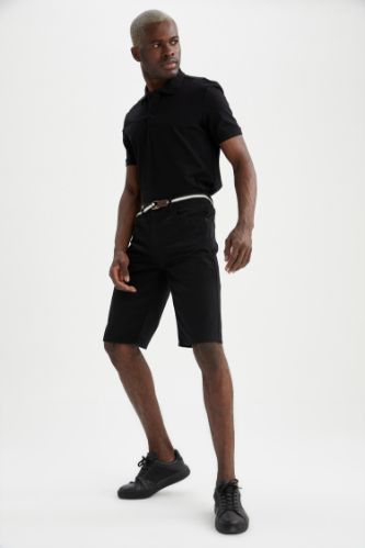 Slim Fit Kemerli Bermuda Şort