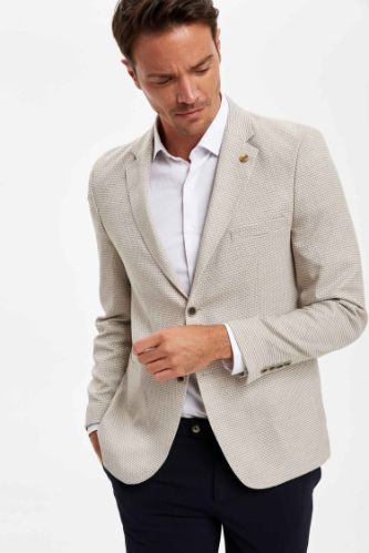 Slim Fit Yarım Astar Blazer