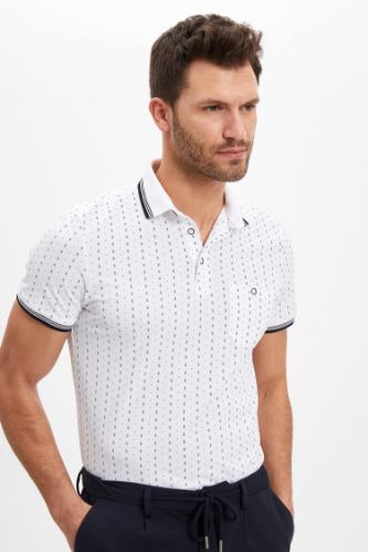MODERN FIT Polo Yaka Desenli Kısa Kollu Polo Tişört