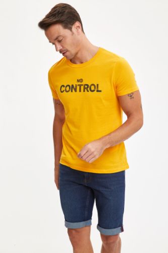 Kısa Kollu Tişört Slim Fit Bisiklet Yaka