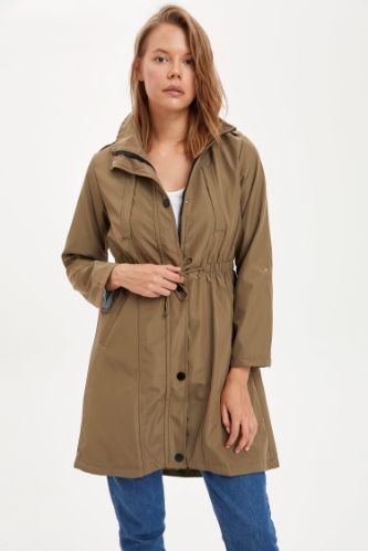 Beli Büzgülü Düğmeli Parka