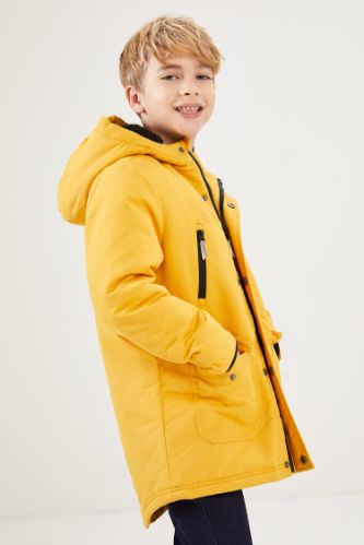Erkek Çocuk Regular Fit Kapüşonlu Peluş Mont Parka