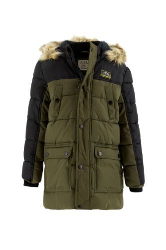 Erkek Çocuk Peluş Kürk Detaylı Kapüşonlu Parka