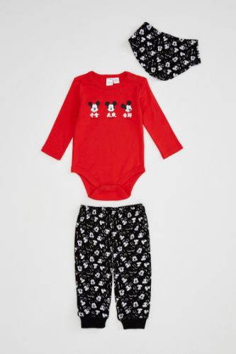 Erkek Bebek Mickey Mouse Lisanslı 3'lü Takım