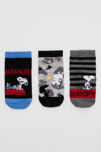 Erkek Çocuk Snoopy Lisanslı 3'lü Kısa Çorap