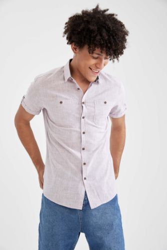 Slim Fit Basic Kısa Kollu Gömlek