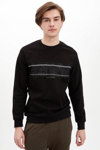 Baskılı Slim Fit Spor Sweatshirt