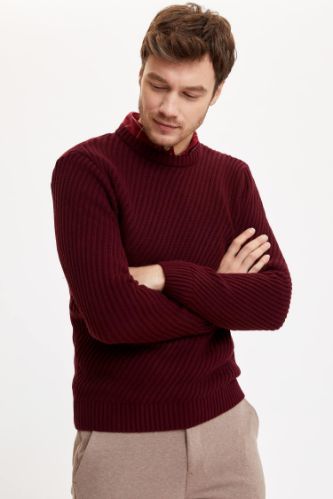Basic Slim Fit Bisiklet Yaka Triko Kazak