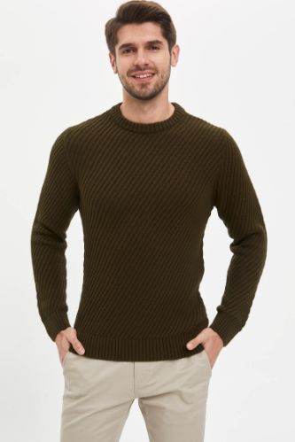 Basic Slim Fit Bisiklet Yaka Triko Kazak