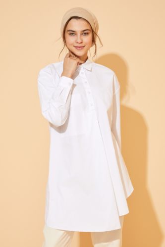 Relax Fit Basic Dokuma Poplin Gömlek Tunik