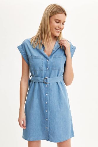 Kemer Detaylı Slim Fit Jean Elbise