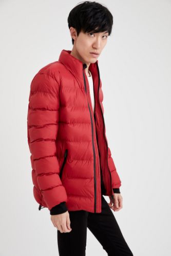 Dik Yaka Slim Fit Şişme Mont