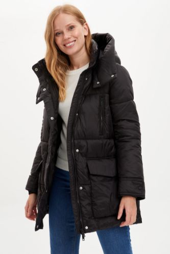 Oversize Kapüşonlu Çok Fermuarlı Parka