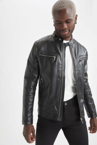 Suni Deri Slim Fit Mevsimlik İnce Mont