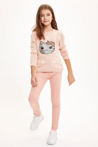 Kız Çocuk Skinny Fit Basic Dokuma Pantolon