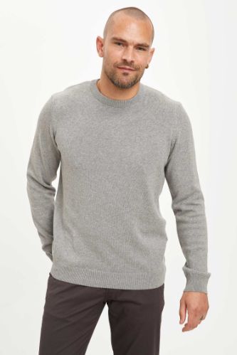 Slim Fit Bisiklet Yaka Pamuklu Kazak