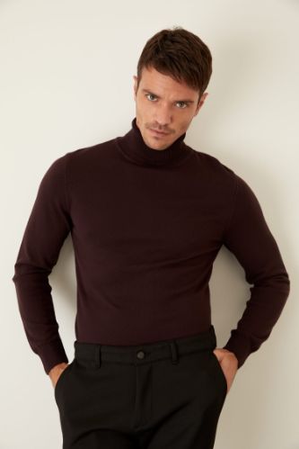 Slim Fit Balıkçı Yaka Triko Kazak