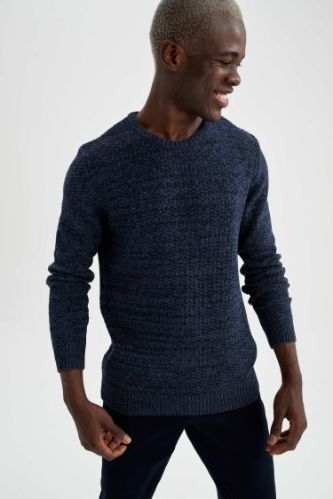 Slim Fit Bisiklet Yaka Triko Kazak