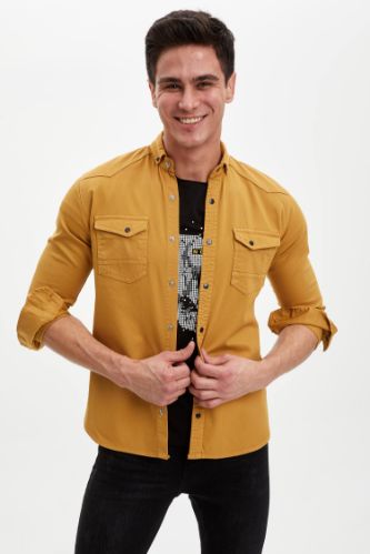 Slim Fit Basic Uzun Kollu Gömlek