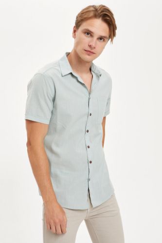 Slim Fit Basic Kısa Kollu Gömlek