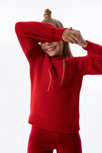 Girl Regular Fit Crew Neck Knitwear Sweater