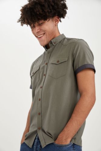 Slim Fit Basic Kısa Kollu Gömlek