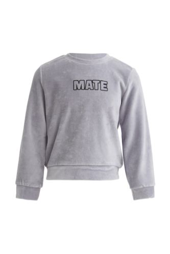 Kız Çocuk Yazı Baskılı Crop Kadife Sweatshirt