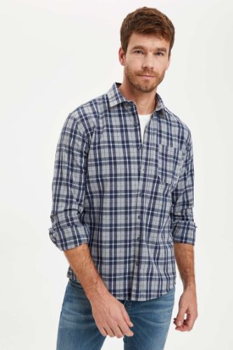 Modern Fit Ekose Desenli Uzun Kollu Oduncu Gömlek