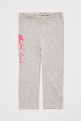 Kız Çocuk Slim Fit Kapri Boy Tekli Tayt