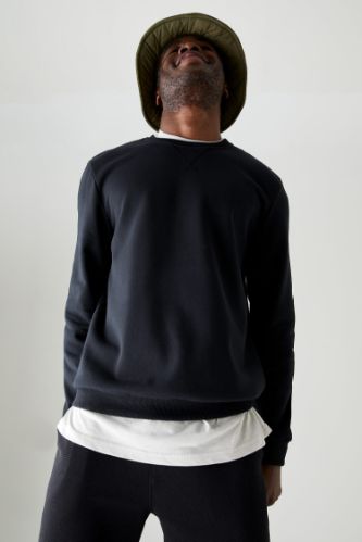 Regular Fit Bisiklet Yaka Basic Pamuklu Sweatshirt