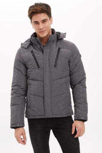 Slim Fit İçi Polarlı Kapüşonlu Kalın Mont