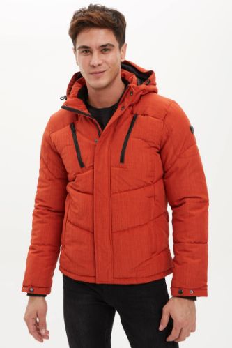 Slim Fit İçi Polarlı Kapüşonlu Kalın Mont