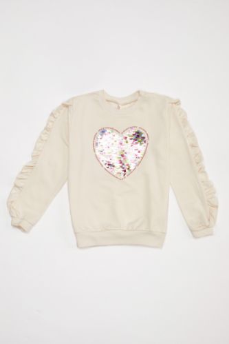 Kız Çocuk Payet İşlememli Sweatshirt