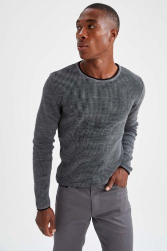 Slim Fit Bisiklet Yaka Triko Kazak