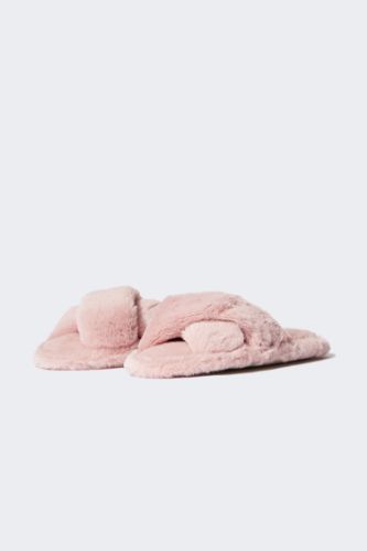 Çapraz Bantlı Peluş Ev Terliği