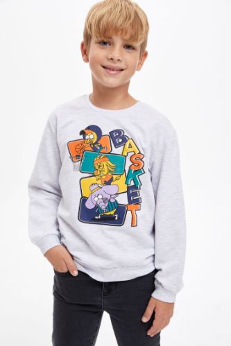 Erkek Çocuk Kral Şakir Lisanslı Hayvan Desenli Bisiklet Yaka Sweatshirt
