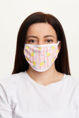 Limon Baskılı Yıkanabilir Pamuklu Maske
