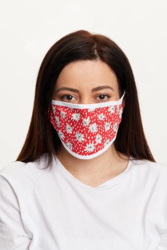 Çiçek Desenli Yıkanabilir Pamuklu Maske