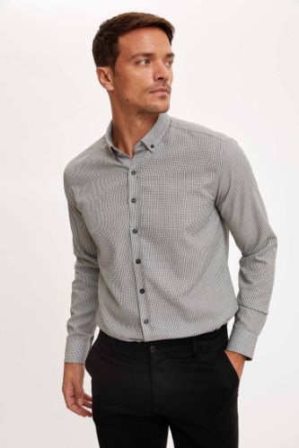 Desenli Modern Fit Uzun Kollu Gömlek