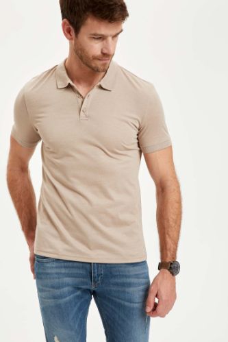 Güvende Kal Polo Yaka Basic Slim Fit Tişört