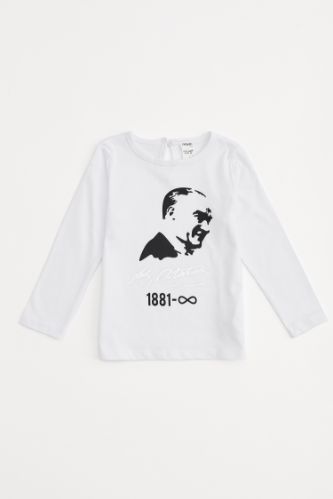 Kız Bebek 29 Ekim Atatürk Baskılı Uzun Kollu Tişört