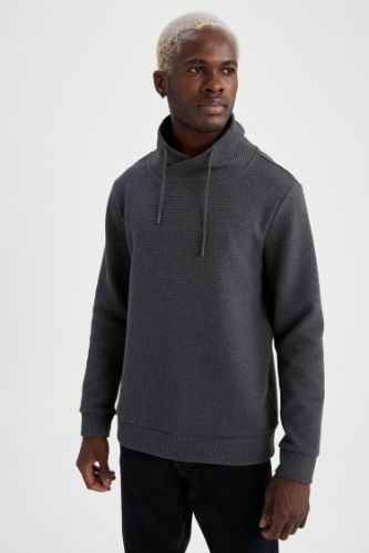 Regular Fit Şal Yaka Uzun Kollu Sweatshirt