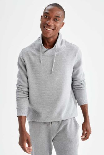 Regular Fit Şal Yaka Uzun Kollu Sweatshirt