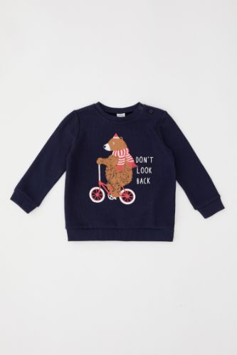 Erkek Bebek Baskılı Selanik Kumaş Sweatshirt