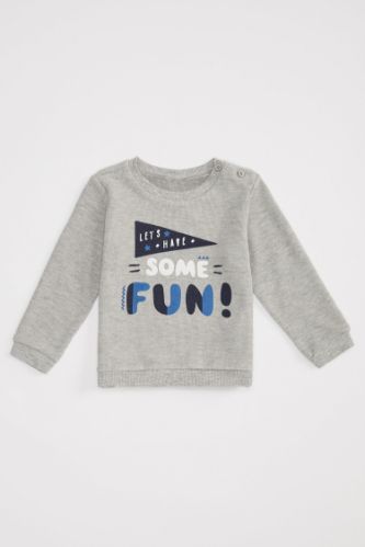 Erkek Bebek Baskılı Selanik Kumaş Sweatshirt