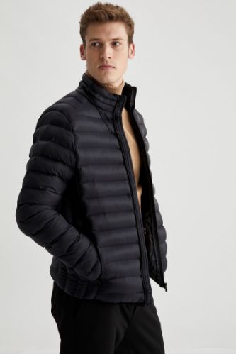Slim Fit Dik Yaka Şişme Mont